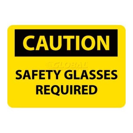 National Marker Co NMC OSHA Sign, Caution Safety Glasses Required, 10in X 14in, Yellow/Black C600RB